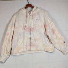 Champion Cream Tie Dye Hooded Sweatshirt L