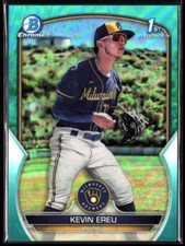2023 BOWMAN CHROME KEVIN EREU /125 AQUA REFRACTOR 1ST BREWERS SP