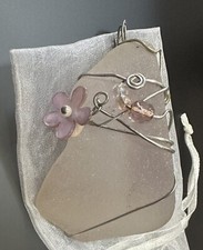 Pink Sea Glass Pendant - Handmade