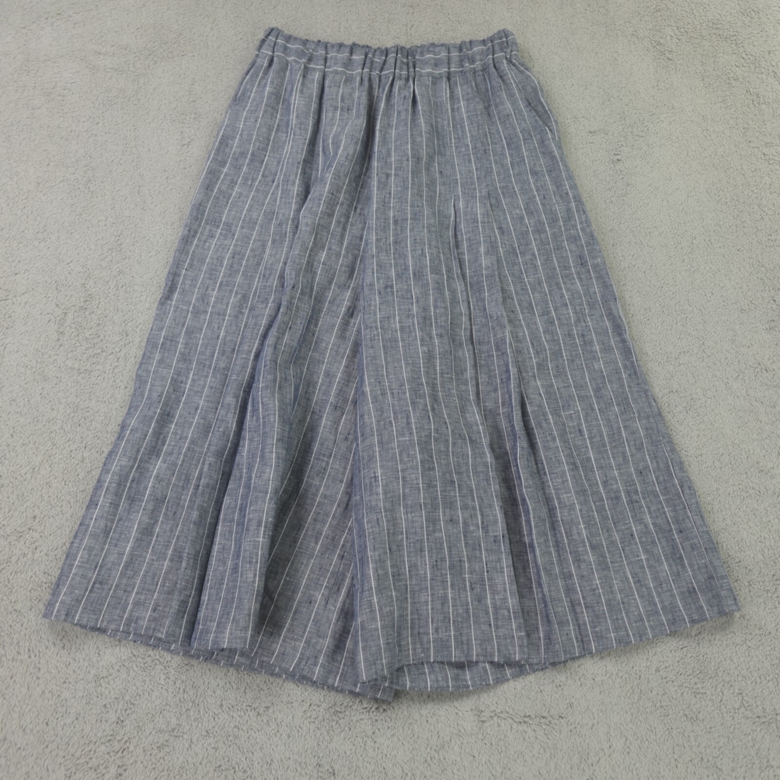 Alembika Pants Womens 1 Small Blue White Striped Linea Palazzo Crop Linen