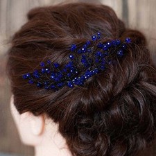 Bridal Women Navy Blue Vintage Crystal Rhinestone Vintage Hair Comb Wedding P...