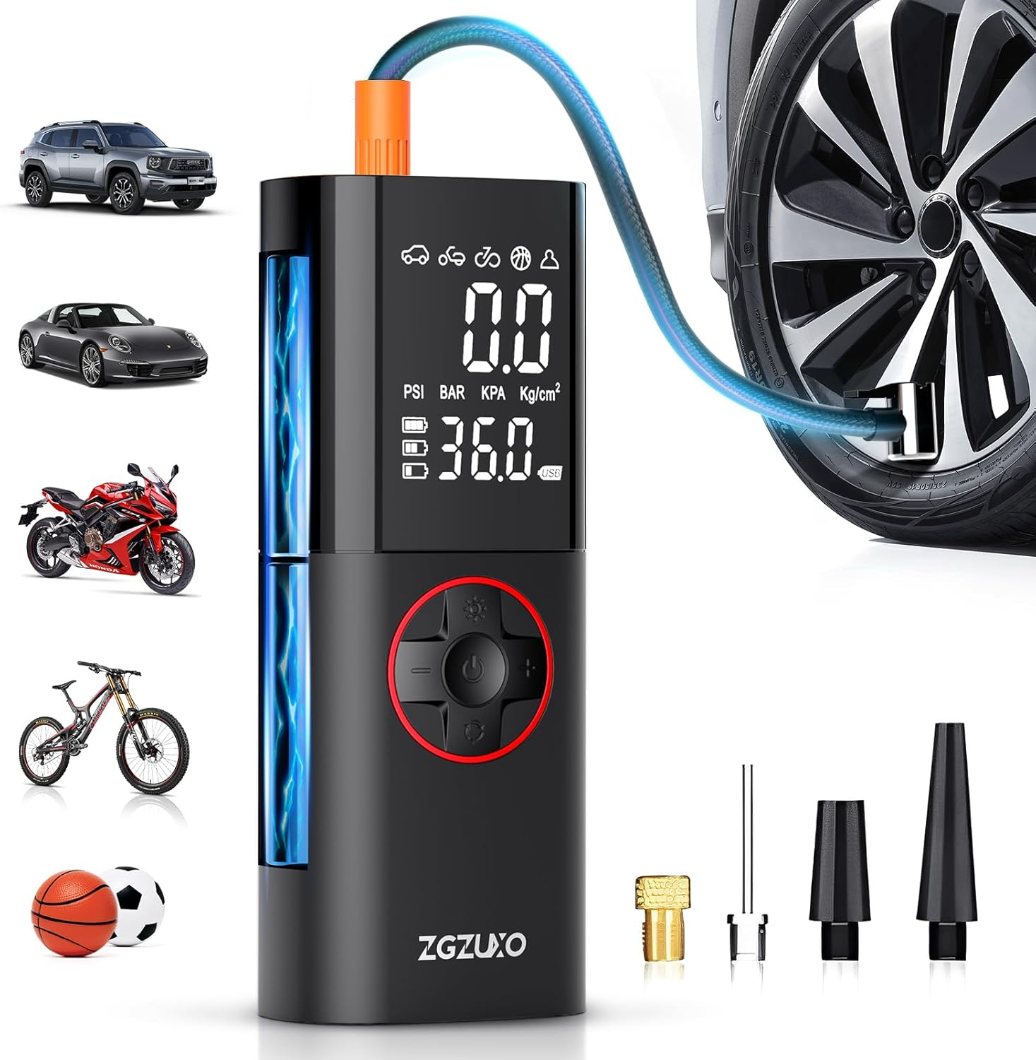 Tire Inflator Portable Air Compressor, Rechargeable Air Pump for Car Tires, 150P