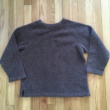 y2k VTG L.L. Bean Kids Boys L Brown Fleece Cotton Blend Crew Sweatshirt Raglan
