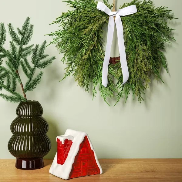 Draping Cedar Mini Christmas Wreath Green - Room Essentials - Image 2 of 3
