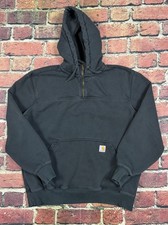 Carhartt Rain Defender 1/4 Zip Hoodie Mens XL Black Loose Fit Heavyweight