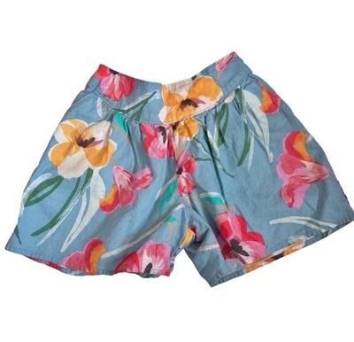 Tea Collection Kids Girls Size 6 Floral Linen Blend Culottes Shorts Colorful