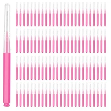 100 PCS Pink Multifunctional Brow Lamination Brush Micro Spoolies Cap Tint