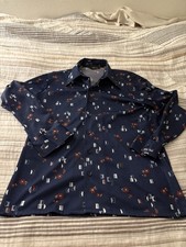 Vintage JC Penney Shirt Mens Flower Pattern Large Collar 16/16.5  Disco 1970s