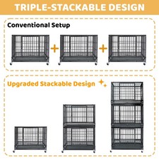 37" Indestructible Folding Kennel Indoor Escape Proof Cage for High Anxiety Dogs