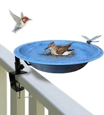 Bird Bath Outdoor Metal Birdbath Deck Mounted, Bird Baths with Adjustable