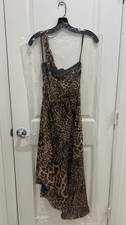 Halston Mavis Satin Midi Dress - Leopard - Size 6 - Brand New with Tags