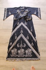 Kimono Japanisch Dunkelblau Baumwolle 140 cm einmal getragen, luftig leicht 316g