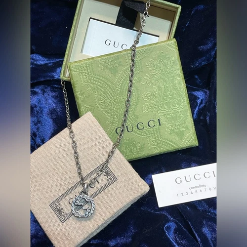 Collana Gucci in argento sterling 925 doppio GG completa inclusione con certificato di autenticità