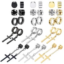 Magnetic Stud Earrings for Men Clip On Non Piercing CZ Jewelry 15 Pairs PC