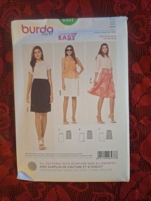 Burda Style 6937 Super Easy Sewing Pattern Misses Skirt Size 6/8 - 26/28