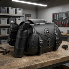 Motorcycle side bags, motorcycle side bags with leather effect texture,