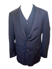 Ralph Lauren two-piece vest and sportcoat wool black pinstripe size 42L