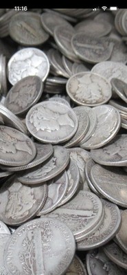 $1 Face Value Mercury Dimes 90% Silver 10 Coins Random Dates Avg Circulated US