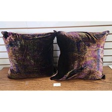 Ralph Lauren Set of 2 Velvet Paisley Throws Pillow Burgundy Purple Gold 20x20