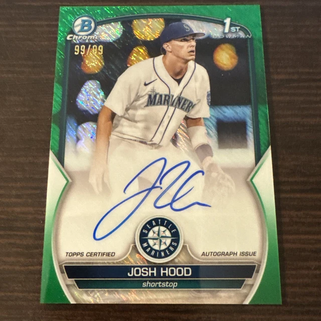 2023 Bowman Chrome Green Shimmer Refractor Josh Hood Auto 99/99 Bookend Mariners