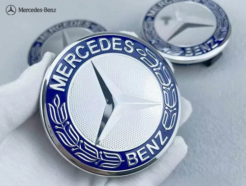 Blue Mercedes Benz Alloy Wheel Centre Caps 75mm Badges Hub Emblem X 4 ...