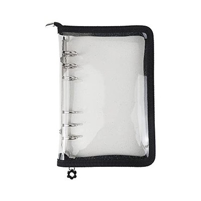 Binder Cover Refillable 6 Ring Notebook Binder Clear Soft PVC A6 Black Color