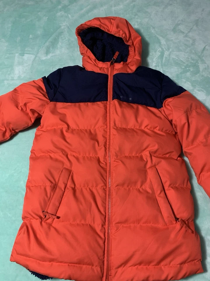 Boys XL 14-16 Orange/Navy Lands End Winter Coat Navy Fleece Lined Ski Jacket - Image 2 of 4