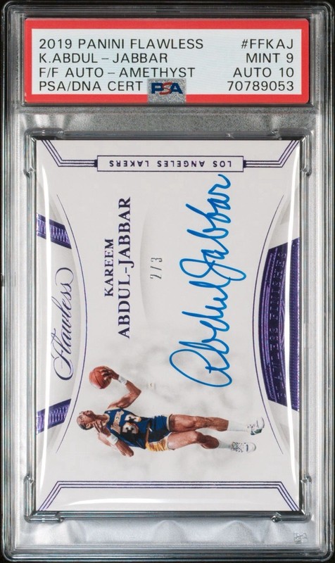 2019 Panini Flawless Finishes Auto Amethyst /3 Kareem Abdul-Jabbar PSA 9 Auto 10