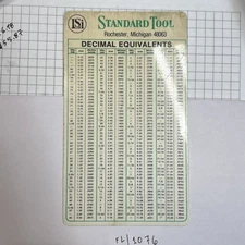 LSI Vintage Decimal Equivalents Chart - Advertising Item  - Free Shipping 