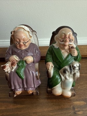 Vintage Retirement Fund Grandma & Grandpa On Rocking Chair Lefton Figurine Banks