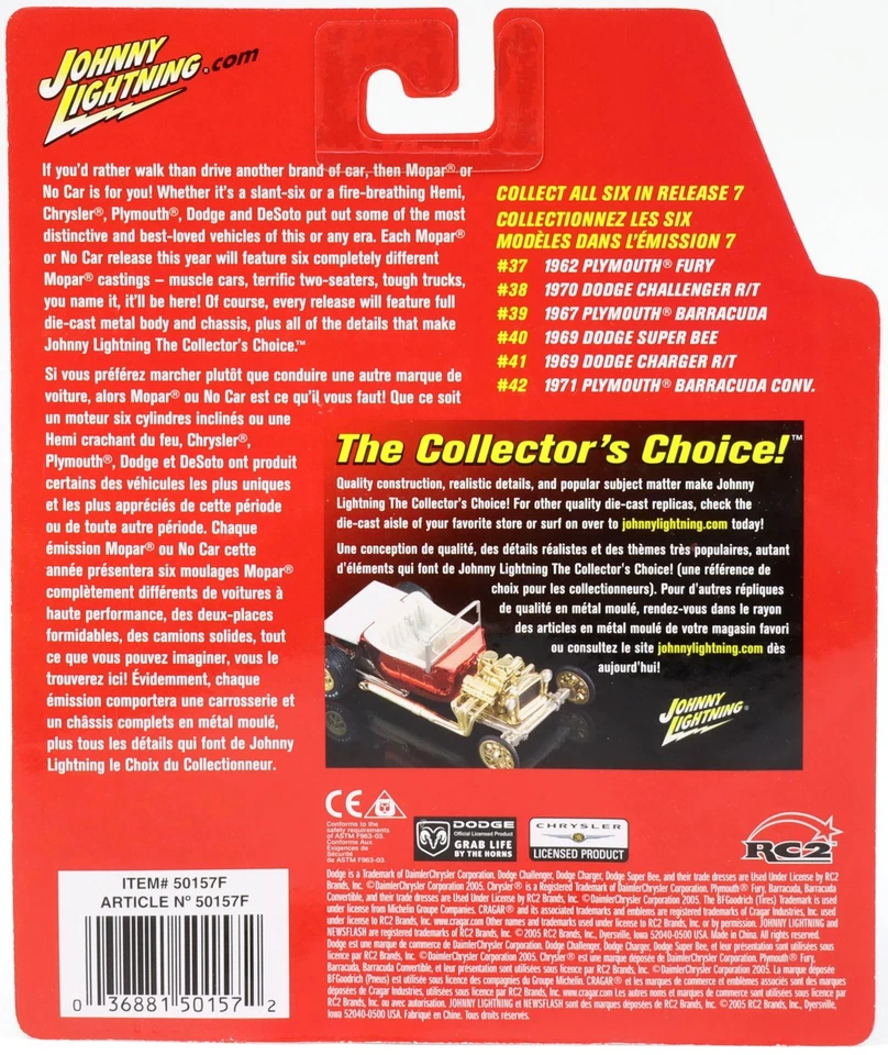 1:64 Johnny Lightning #38 MOPAR 1970 Dodge Challenger R/T Panther Pink - Immagine 2 di 2