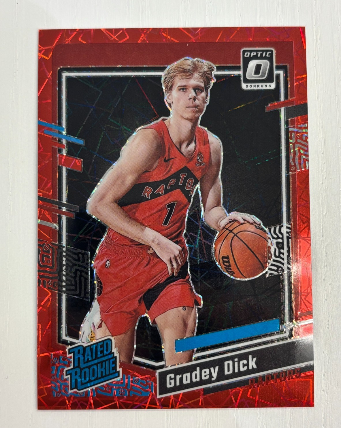 2023-24 Panini Optic Gradey Dick /299 Red Velocity #212 Rated Rookie Raptors