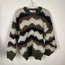 Vintage Zinia JK Narang Sz 38 Medium Mohair Blend Geometric 80s Chunky Sweater