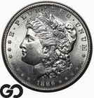 1886-S Morgan Silver Dollar, Blast White Near Gem BU++ Better Date, Great Strike — photo 1