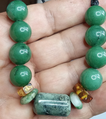 Serpentine, Amber and Jade beads, Adjustable  Handmade Necklace.