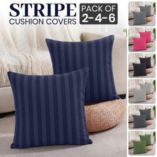 Pack of 2,4,6 Stripe Cushion Covers Throw Decorative 16x16" Sofa Square Cushions