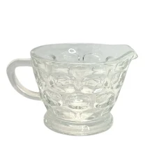Vintage Mini Clear Glass Creamer 3” Bubble Dot Footed Pitcher Handle Collectible