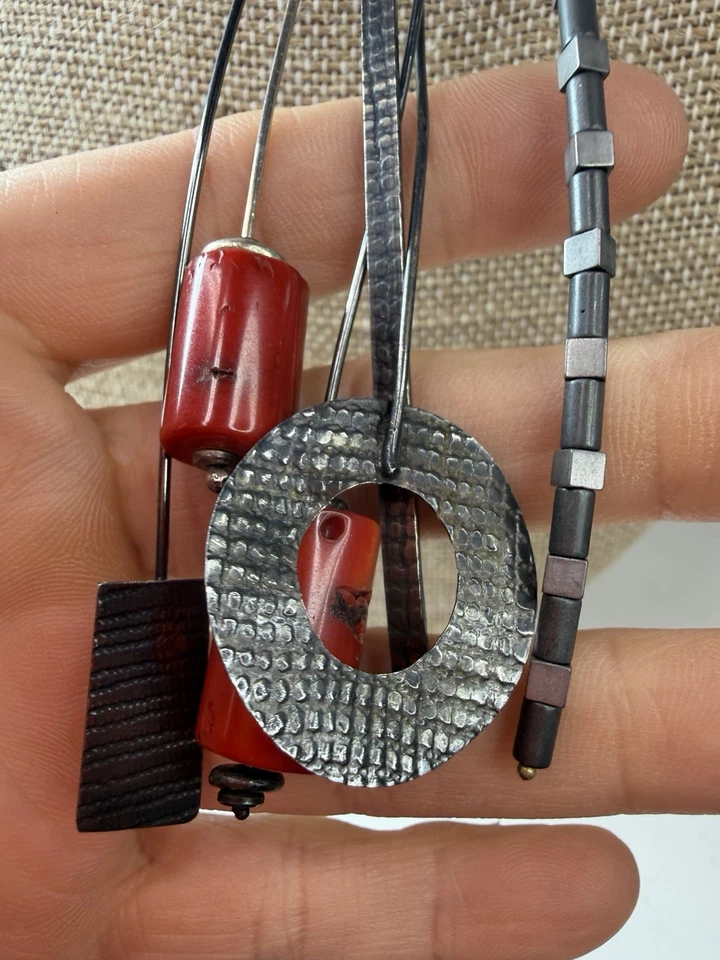 Gargantilla de goma collar plata esterlina colgante borla arte para usar formas Foto 3 de 4