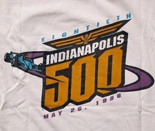 Vintage 1996 Indianapolis 500 Short Sleeve T-Shirt Medium White 80th Indy Car