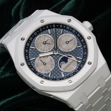 Audemars Piguet Royal Oak Perpetual Calendar Blue White Ceramic MINT SET 26579CB