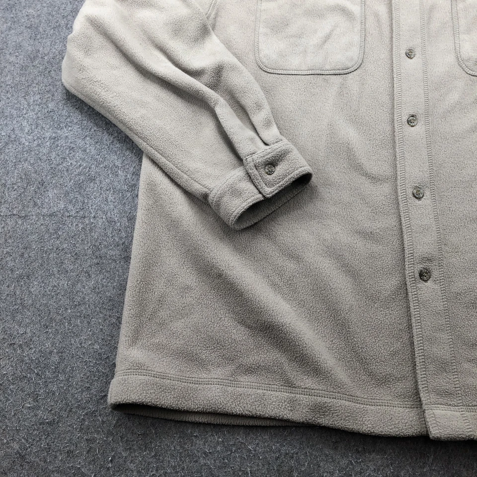 White Sierra Shirt Mens XL Tan Beige Button Front Outdoor Pockets Fleece Jacket - Image 2 of 4