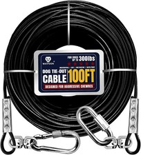 Tie Out Cable for Dogs Up to 300lbs,100ft Extra Strong 300lbs 100ft, Black