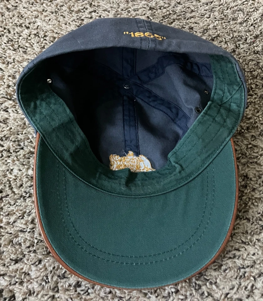 Gorra Stetson Ball Cap Talla 7 1/4 Azul Lona Cuero Ala Sombrero Hecho en EE. UU. Foto 4 de 4