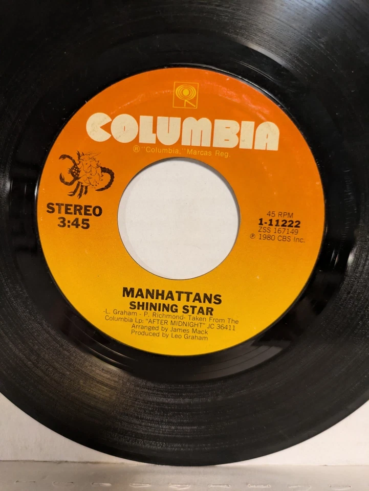 45 ~Manhattans: "Shining Star / I'll Never Run Away From Love Again" 1980 (EX) Foto 2 de 4