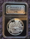 Declaration Of Independence. Danbury Mint. 1 Troy Ounce 0.999 Fine Silver Round