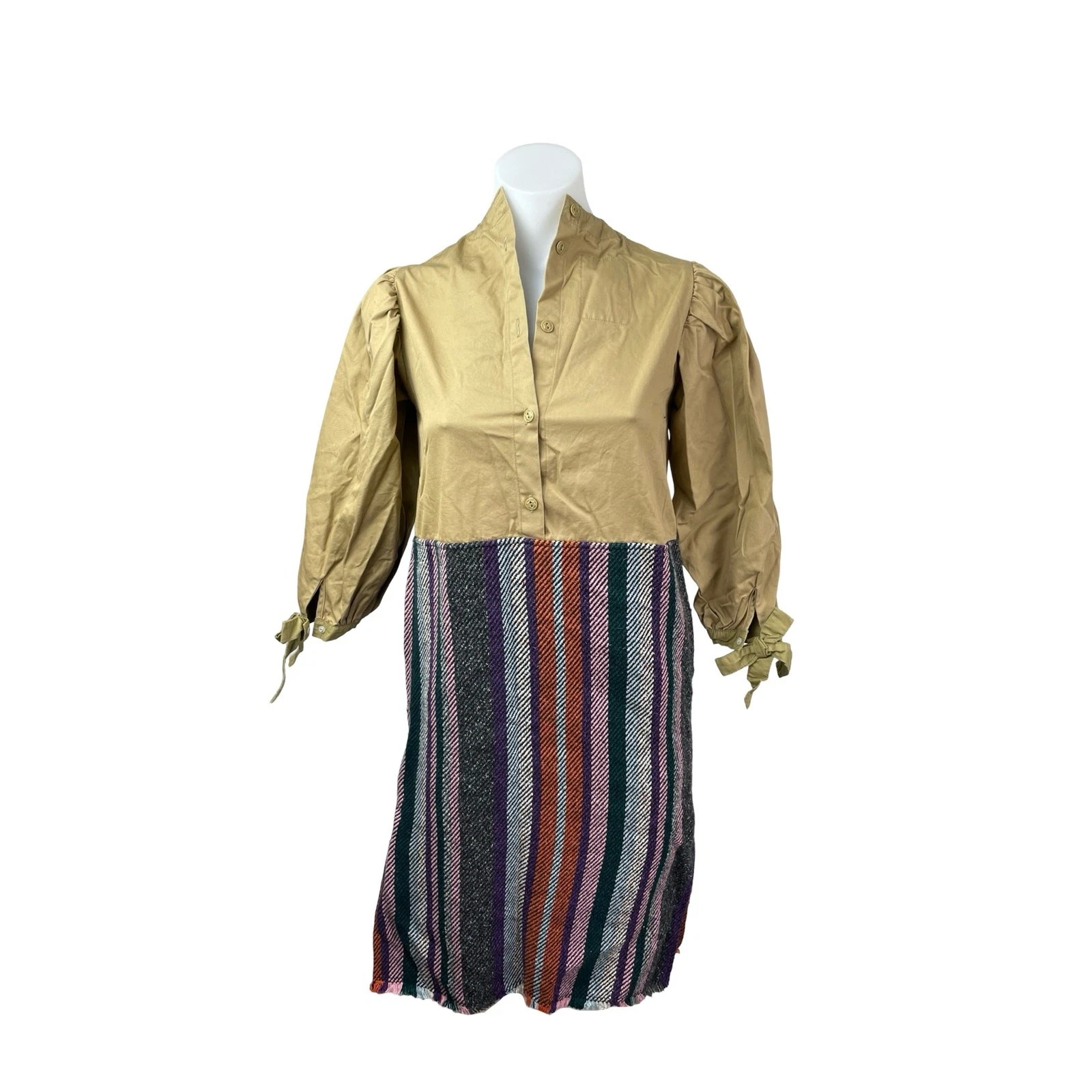 NEW Go to Hollywood Girl's Multicolor Striped Button Midi Shirt Dress 140 US 10