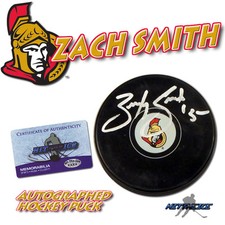 ZACH SMITH Signed OTTAWA SENATORS Puck w/COA 