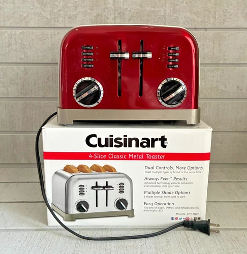 CUISINART 4-Slice Classic Metal Toaster CPT-180(DL) ~ Dual Controls ~ Wide Slots