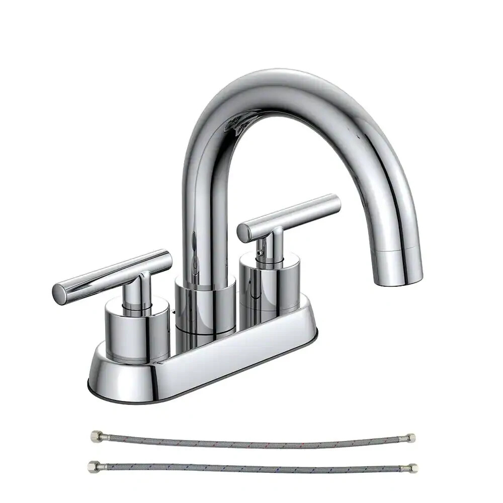 Cartway 4 in. Centerset 2-Handle High-Arc Bathroom Faucet 
