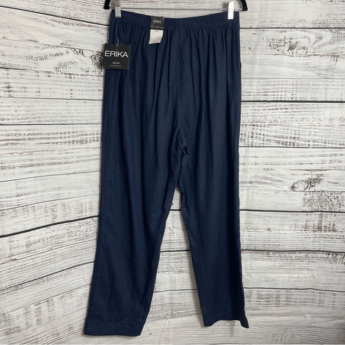 Erica pants womens petite large linen blend Pull On Chino Navy NWT Minimalist - Picture 3 of 11